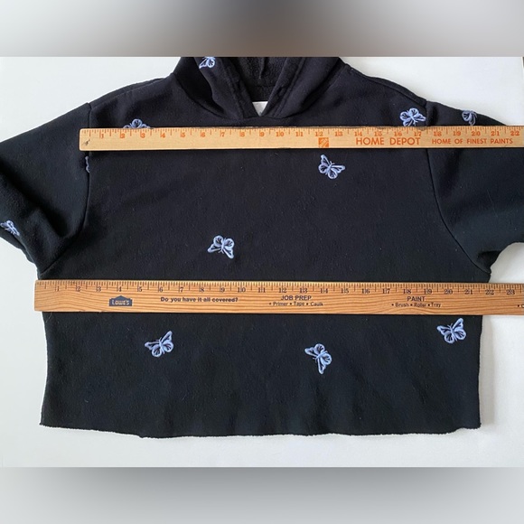 Cali 1850 Los Angeles Cropped Hoodie Sweatshirt and skirt Butterfly embroidery - Picture 4 of 14